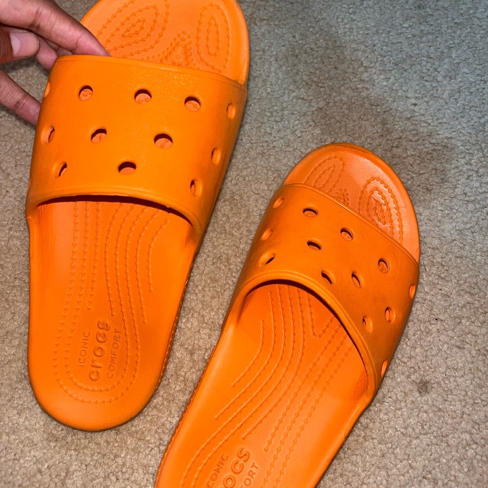 Orange croc slides
